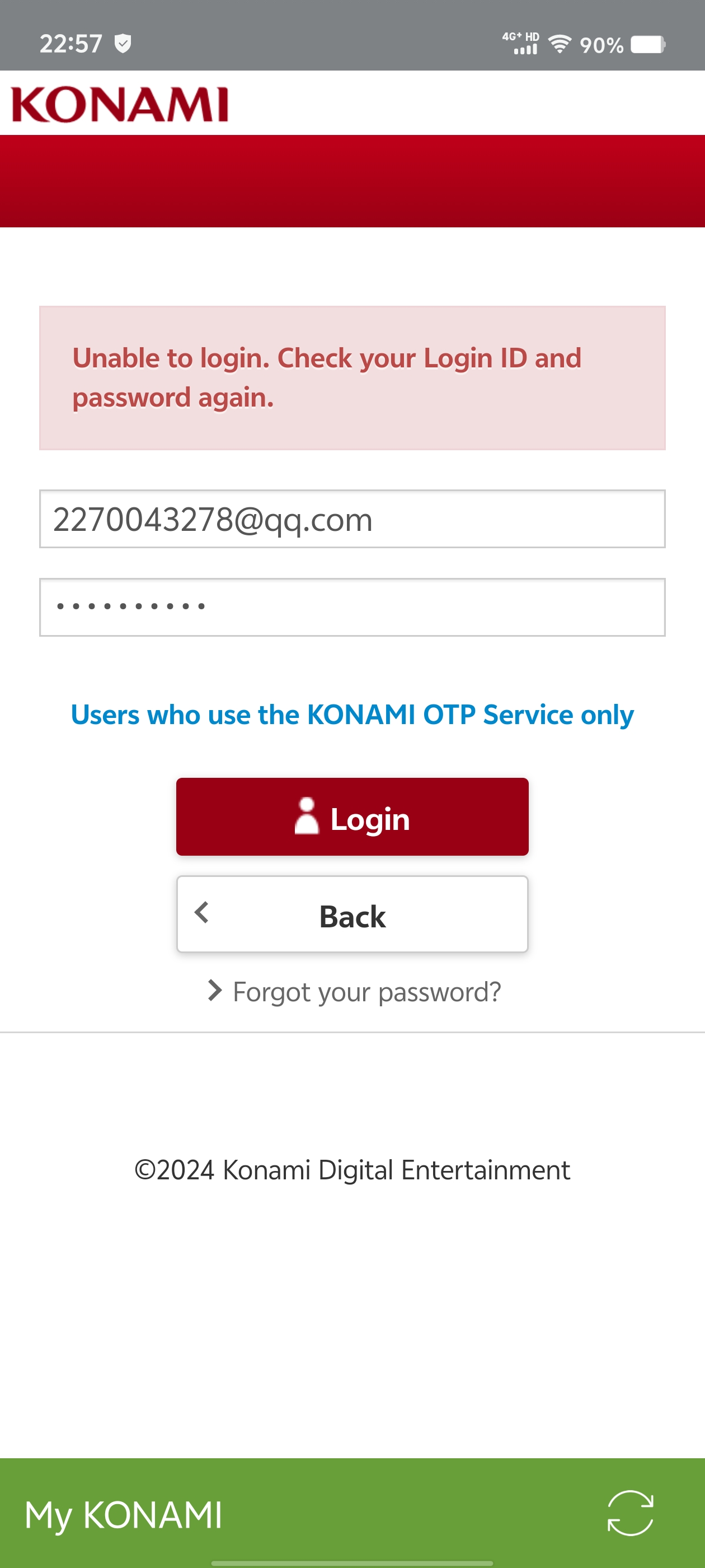 konami注册了登录不了