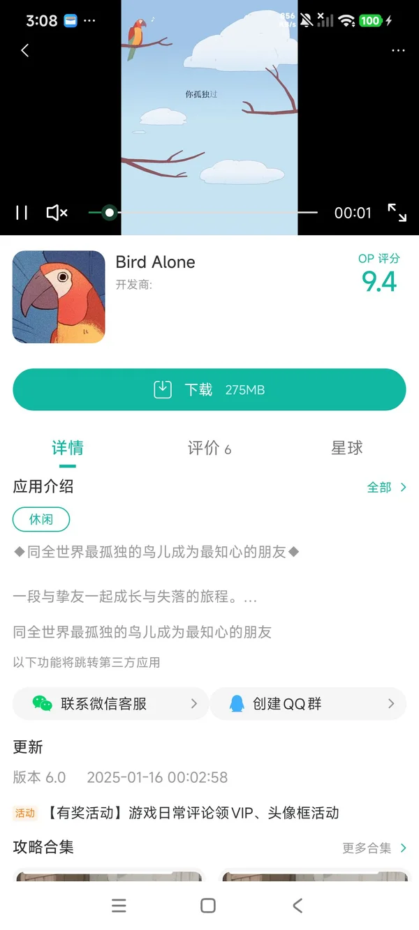 孤独的鸟儿手游安装