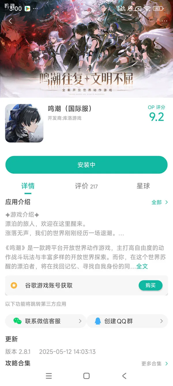 鸣潮国际版手游安装