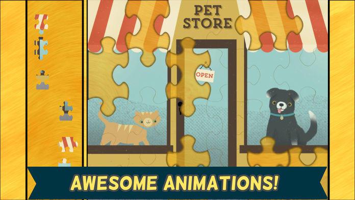 儿童宠物游戏： 可爱的猫，狗，和有趣的动物拼图 - 对于教育_截图_4