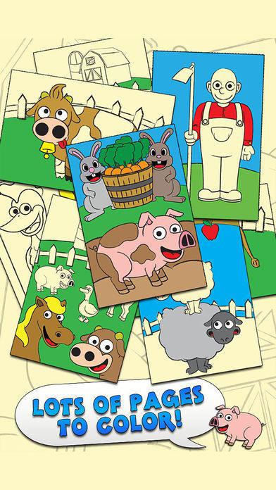 着色农场动物着色书儿童游戏