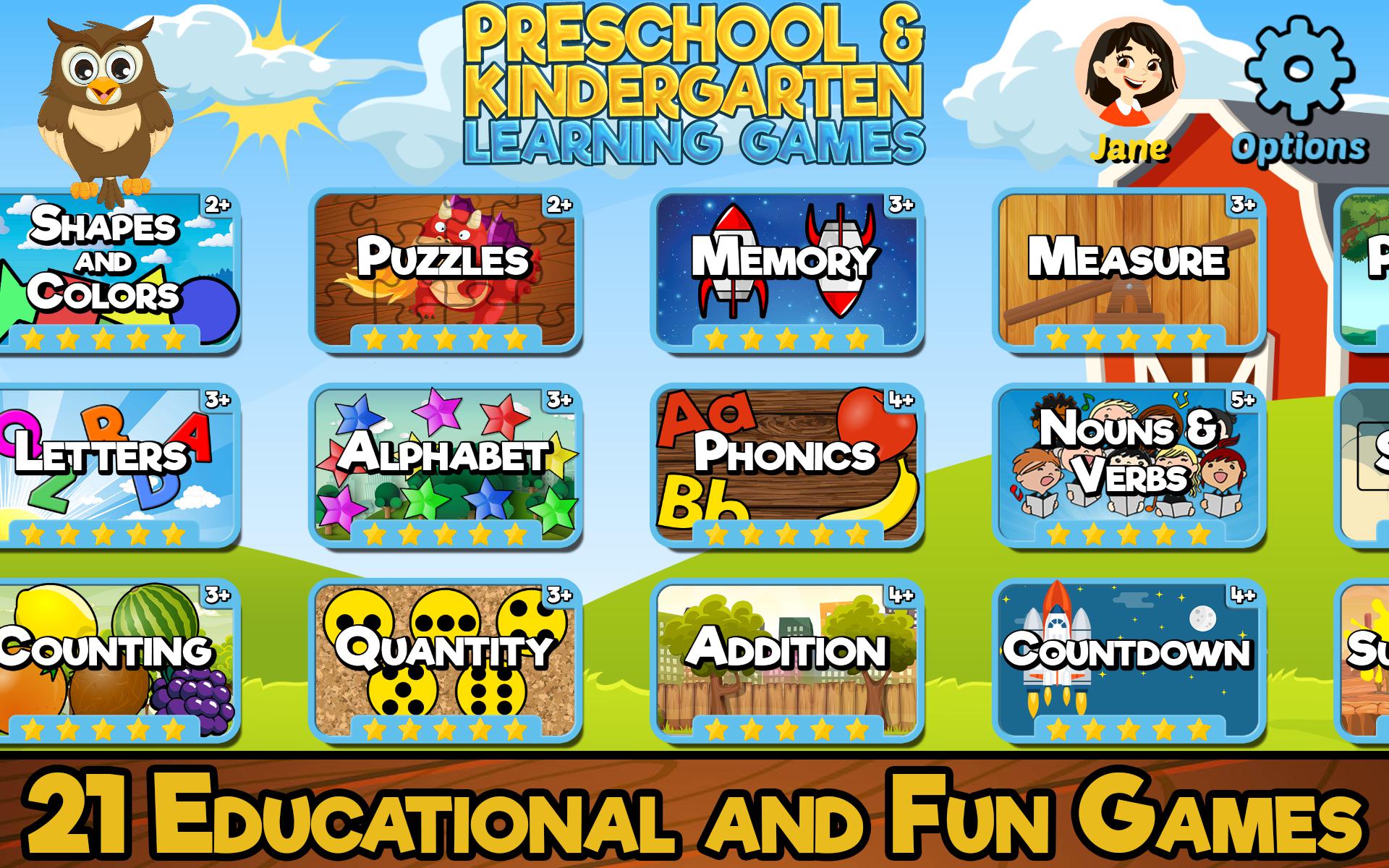 Preschool and Kindergarten Learning Games