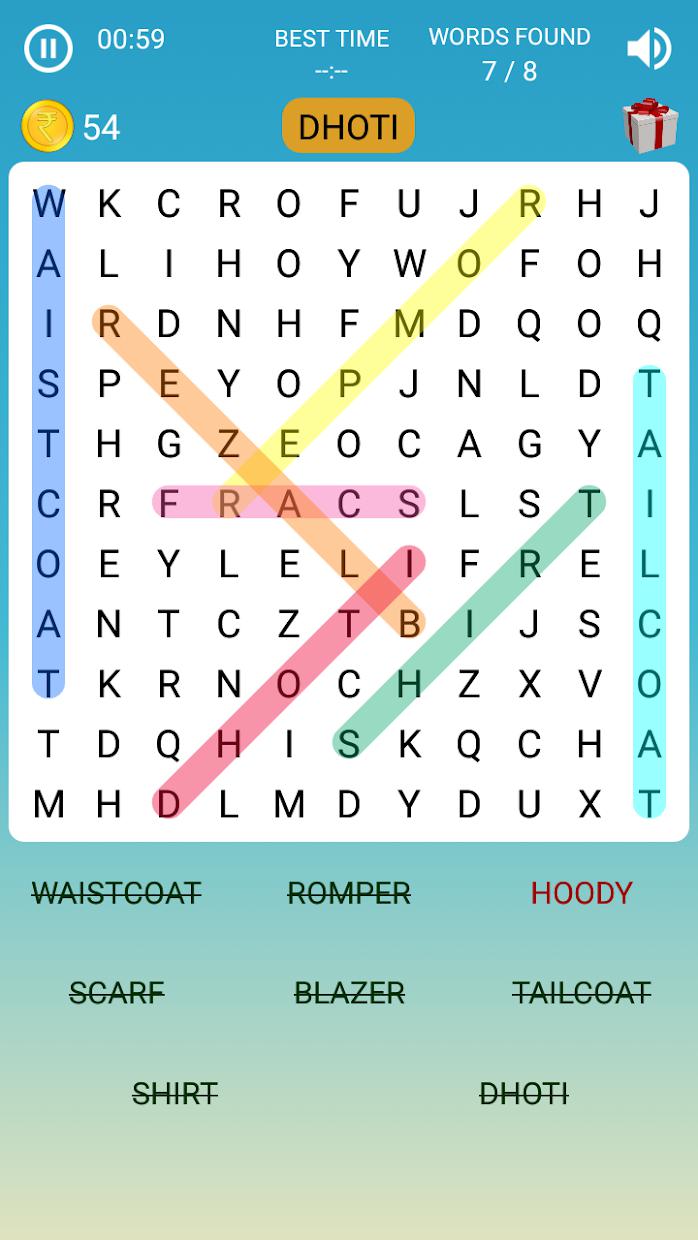Word Search Game in English