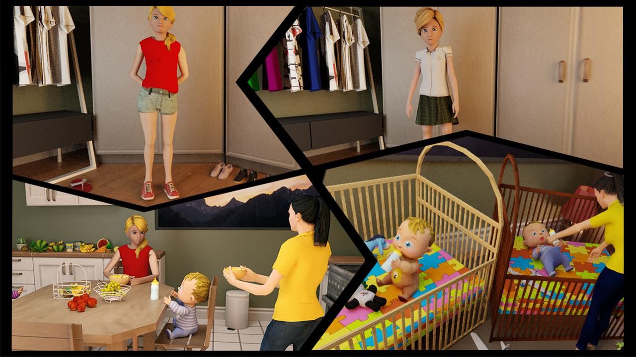 真正的母亲模拟器：新出生的双胞胎婴儿游戏3D_截图_4
