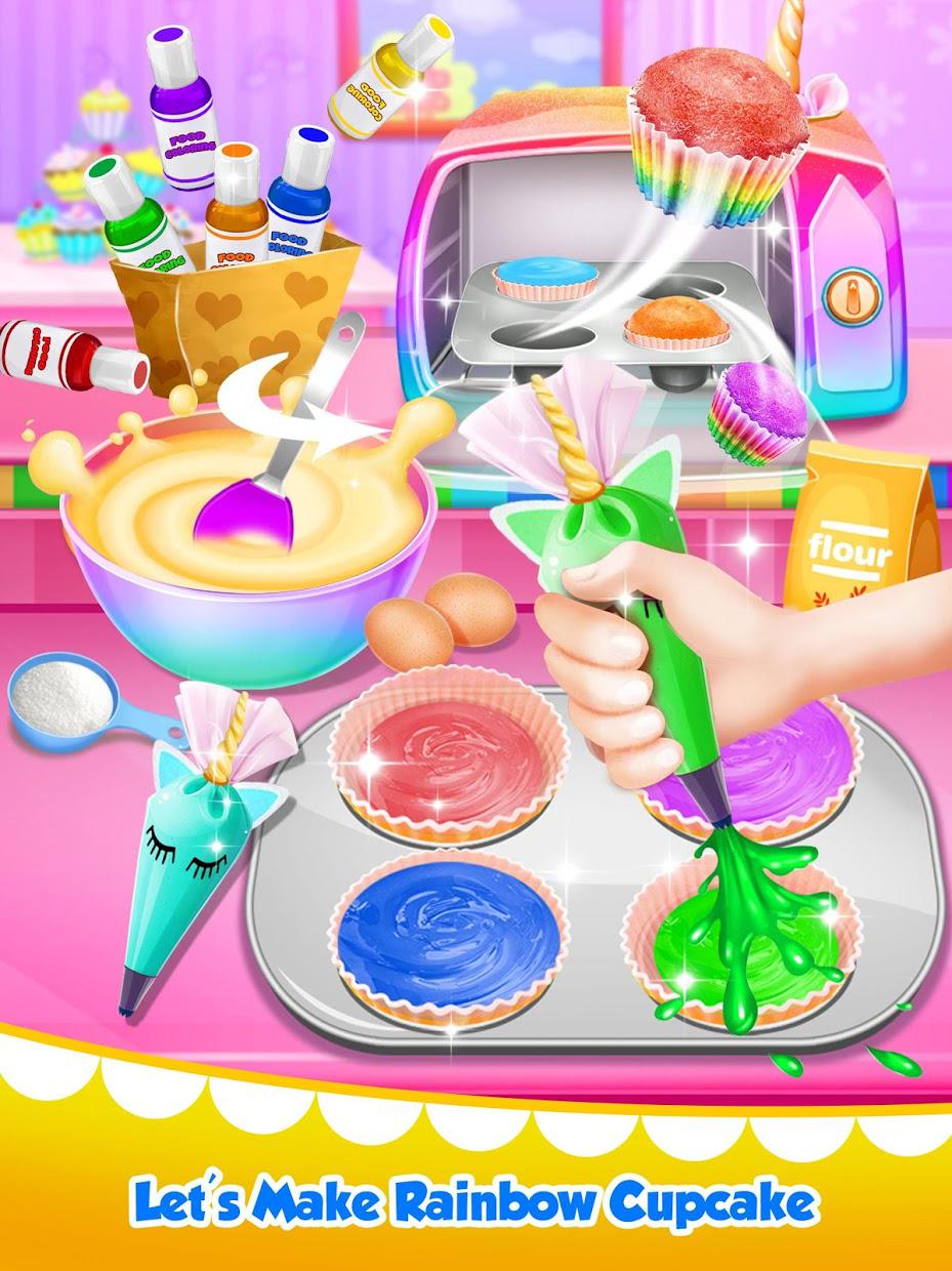 Unicorn Food - Sweet Rainbow Cupcake Desserts_游戏简介_图2
