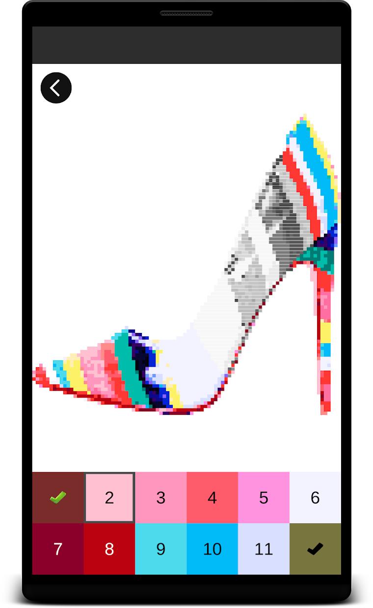 Coloring Book 2019 Girl Shoes Pixel Art_截图_3