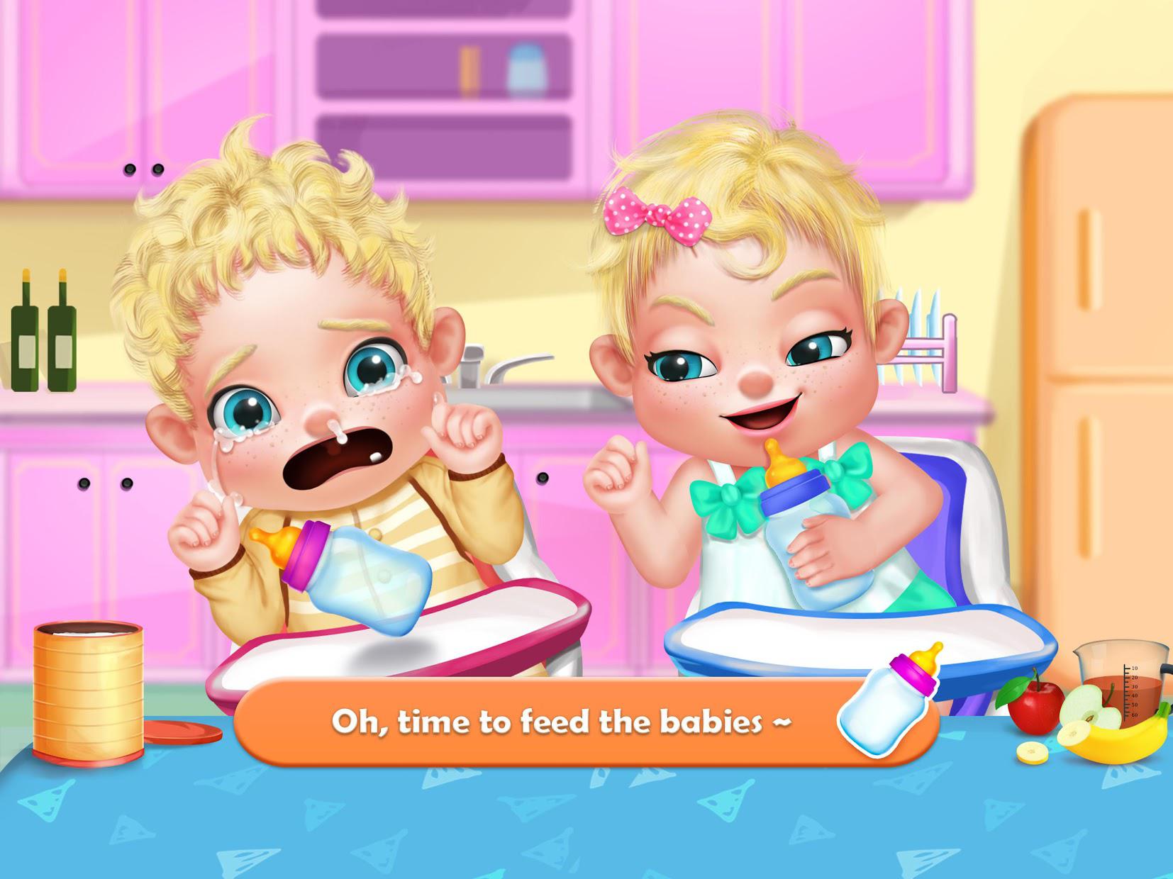 婴儿护理游戏 - 照顾小小双胞胎新生婴儿