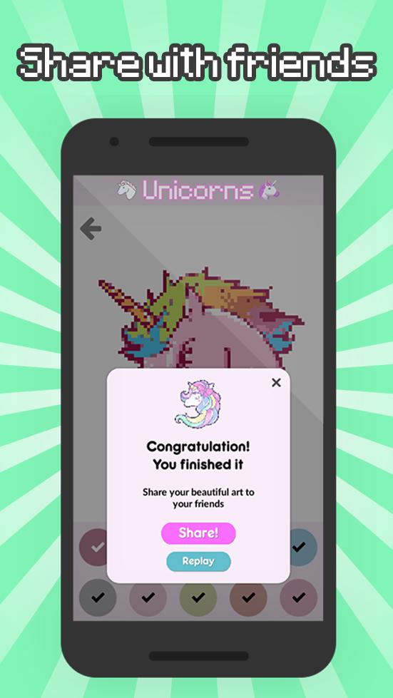 Color by Number Unicorn: Pixel unicorn coloring_截图_3