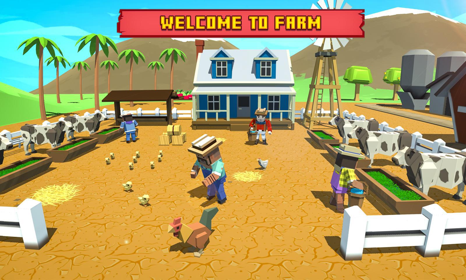 Super Blocky Farmer Life: Farming Games 2018