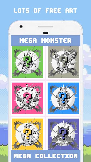 Mega Monster - Mega Pixelmons Color By Number