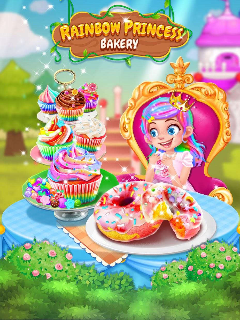 Rainbow Princess Bakery - Make Cupcake & Donut