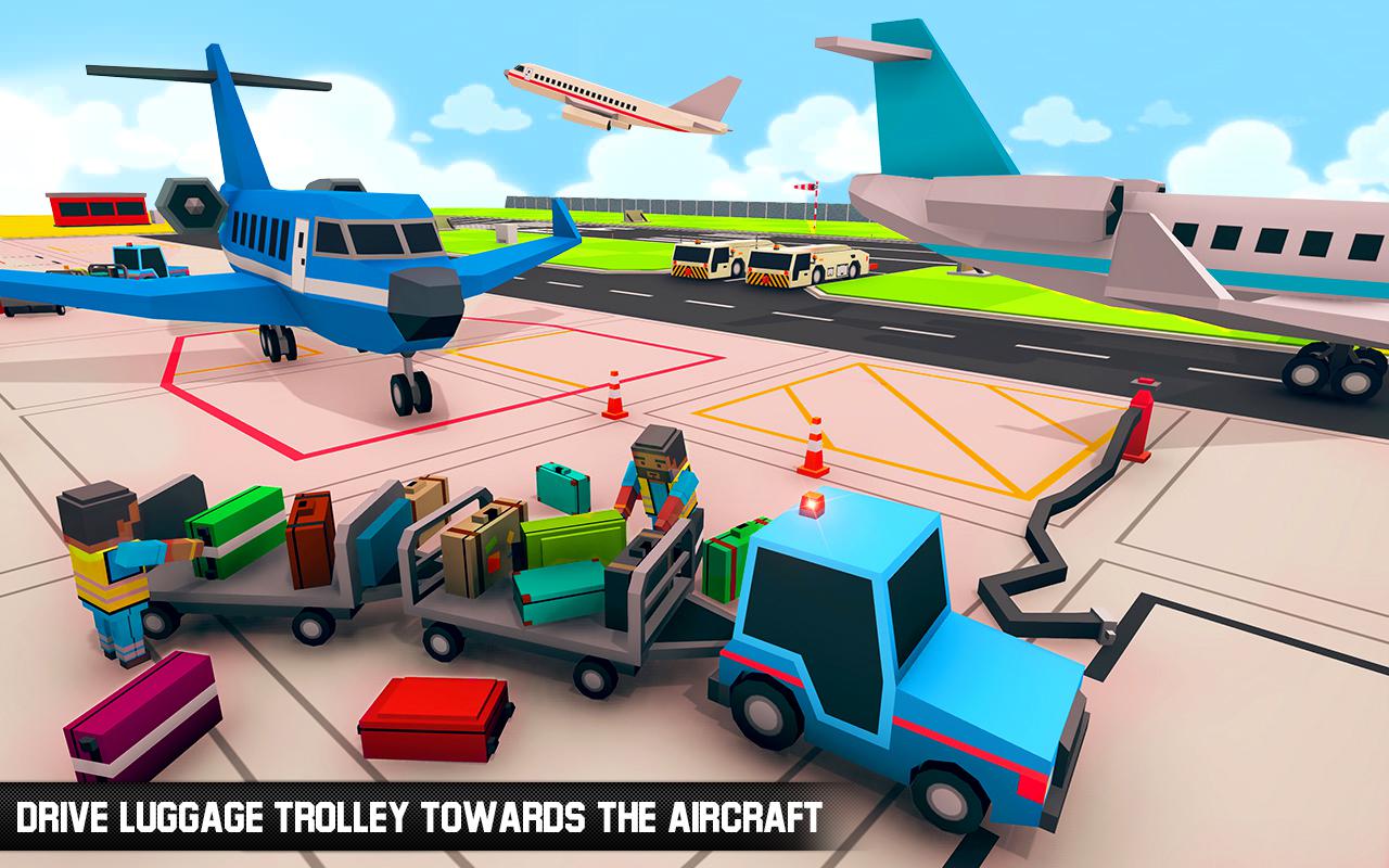 块状 飞机场 地面 员工 飞行 模拟器游戏_截图_2