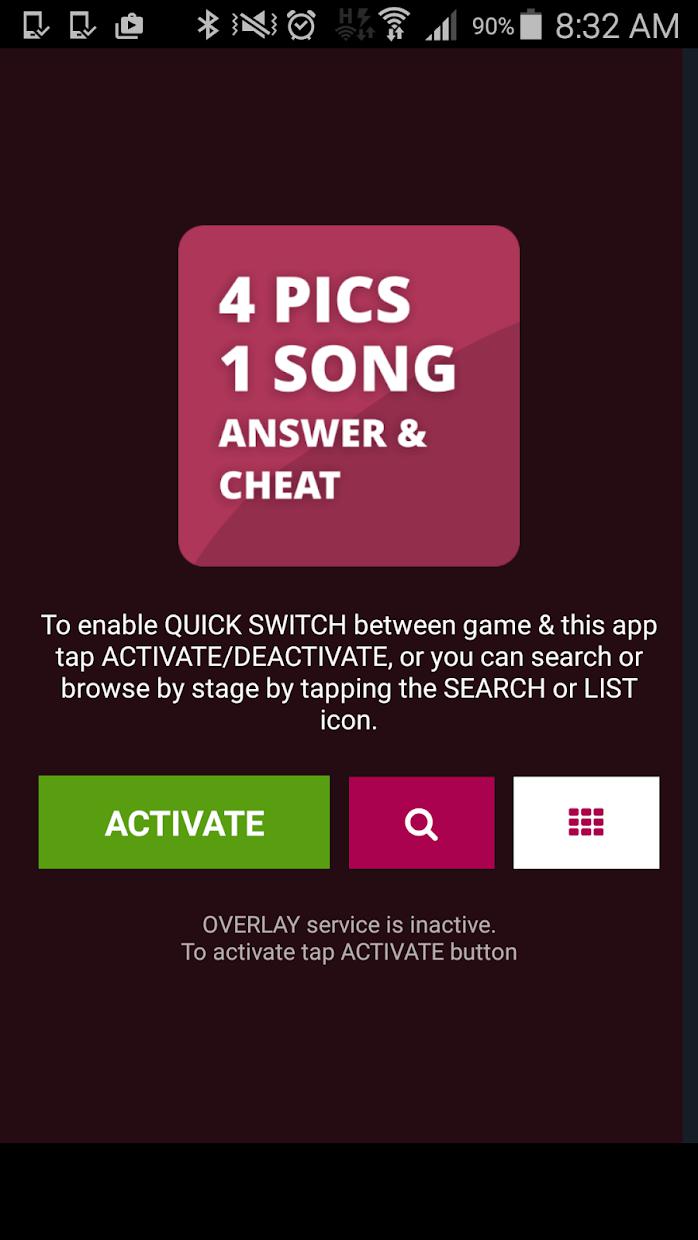 Cheat & Answers 4 Pics 1 Song