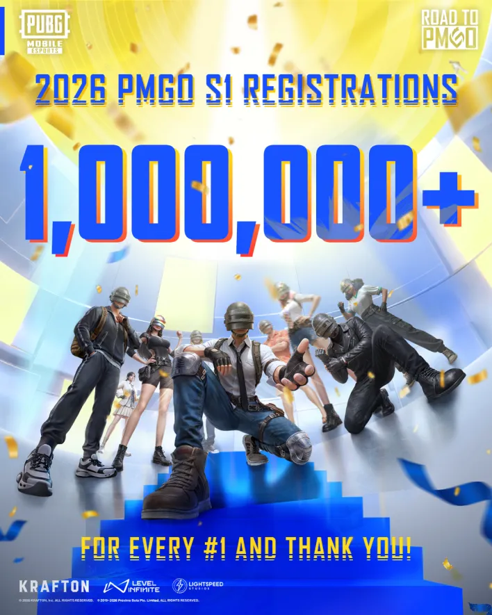 PUBG MOBILE全球公开赛 (PMGO) 第一赛季注册人数突破 100 万