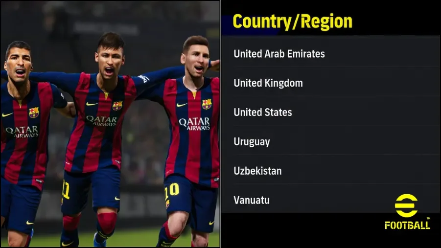 如何在 eFootball 中更改您的区域：分步指南