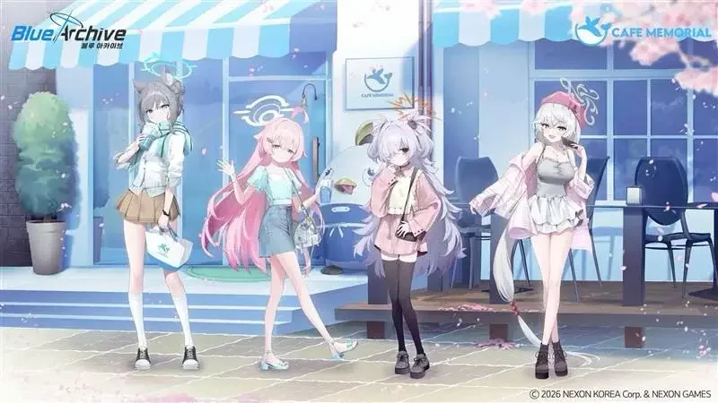 《蔚蓝档案》韩国线下咖啡厅 Cafe Memorial 以「春季约会穿搭」为主题改版重新开幕