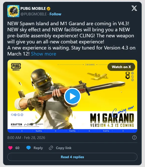 【PUBG4.3版本发布日期】PUBG Mobile 4.3 版本更新发布日期及功能揭晓