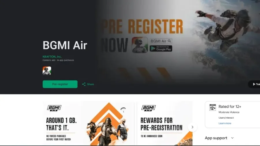 Krafton印度在印度发布前将BGMI Lite更名为BGMI Air